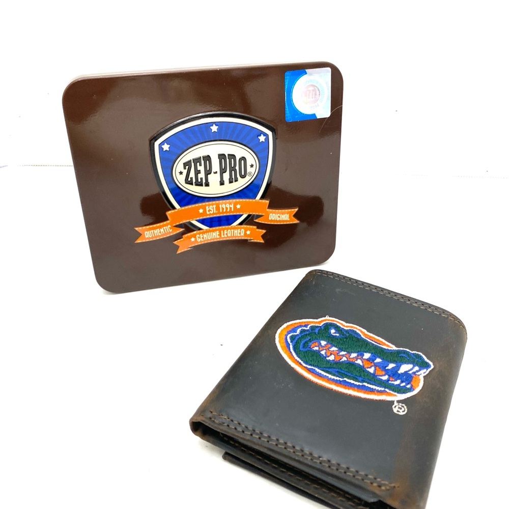 Zep-Pro Men's Leather Trifold Embroidered Wallet Florida Gators NWT